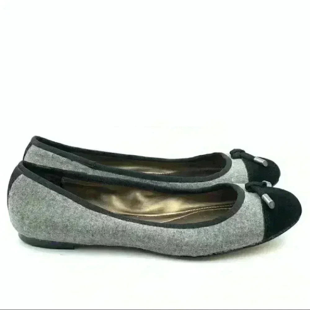 Lands’ End Flats 7.5 38 gray black felt ballet
